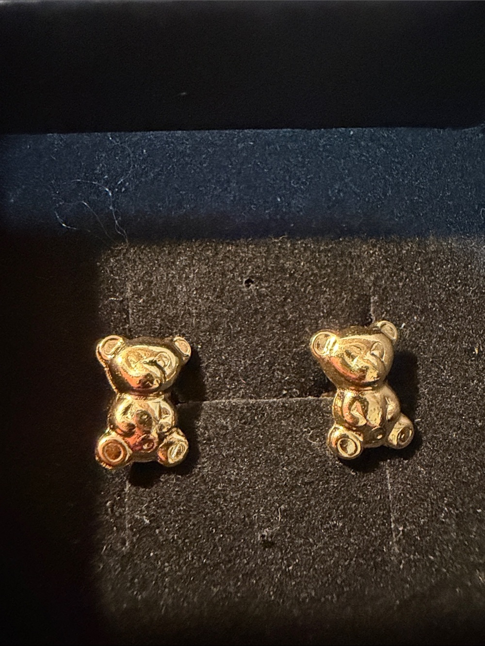 18K Yellow Gold Teddy Bear Stud Earrings - Women Jewelry